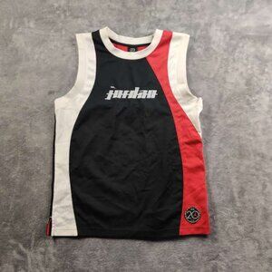 Air Jordan Bsketball Jersey Adult Men Large Black White Red Sleeveless Embroider